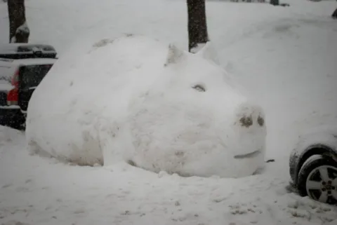 car-buried-under-snowman-pig-by-gcbb