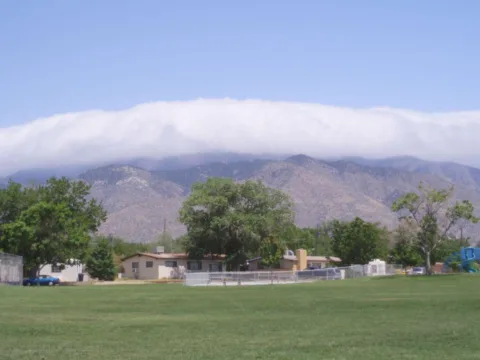 A cold front arriving, as evidenced by these clouds over the mountains. 