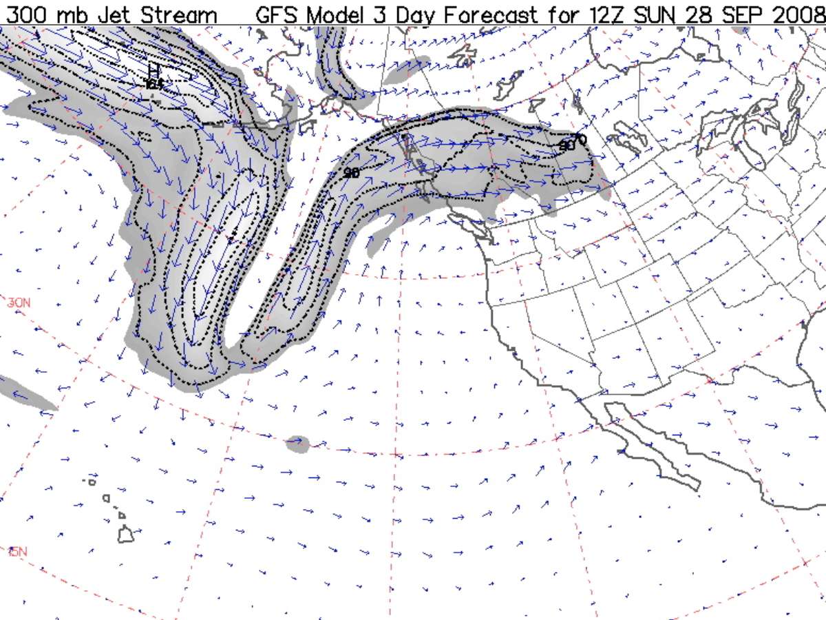 The jet stream is a current of wind that travels high and quickly in the atmosphere.