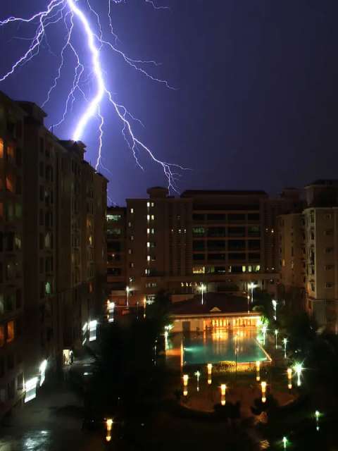 Lightning striking.